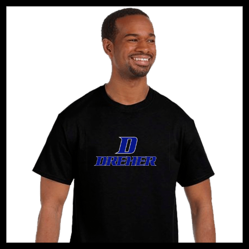 Black T-shirt with "D-Dreher Single Outline" logo