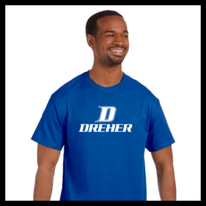 Blue T-shirt with "D-Dreher Solid" logo