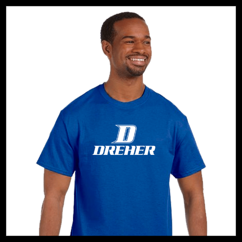 Blue T-shirt with "D-Dreher Solid" logo
